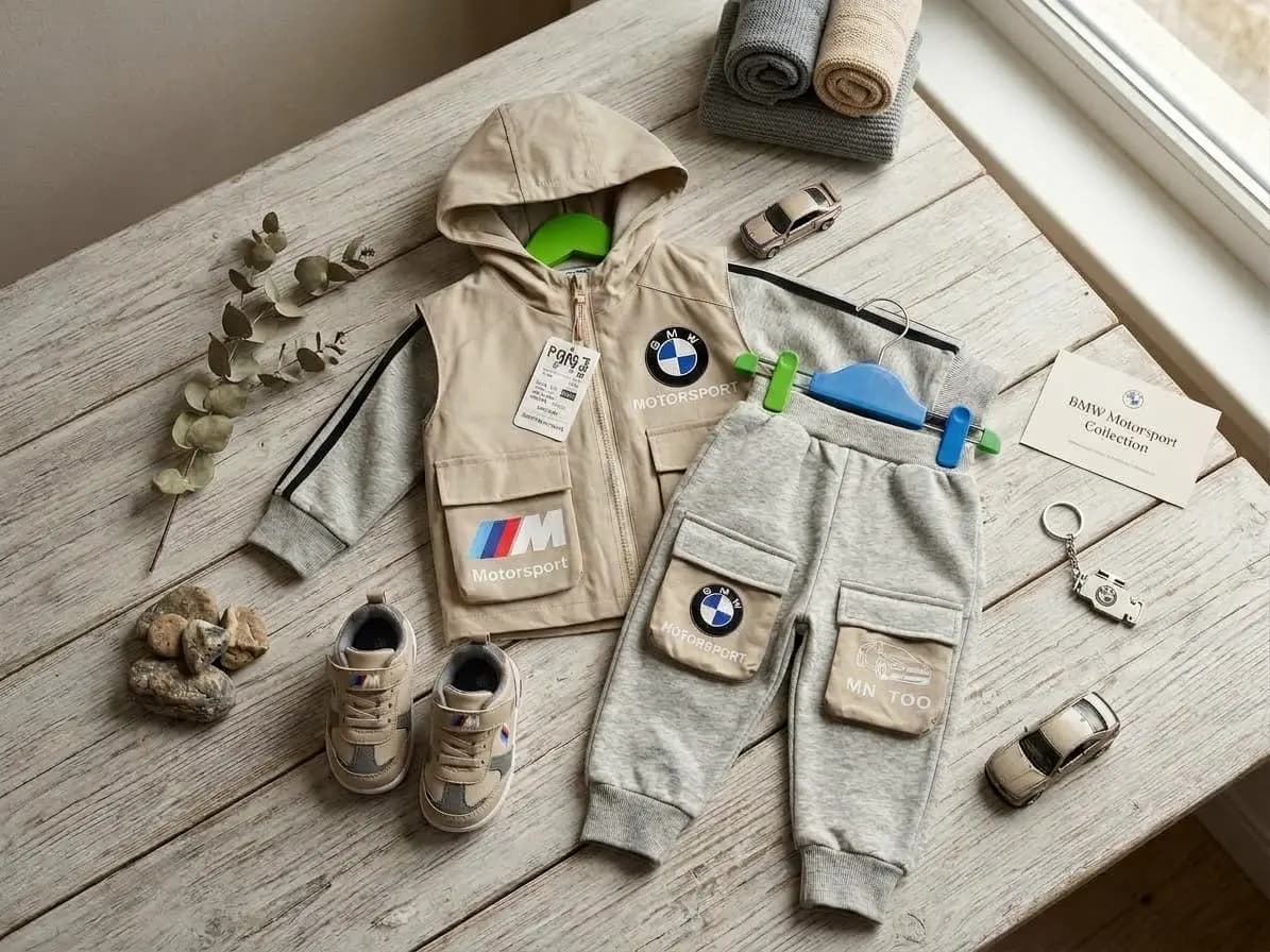 BMW Motorsport Kids 3-Piece Hoodie Tracksuit Set | Stylish Boys Casual Outfit in Lahore