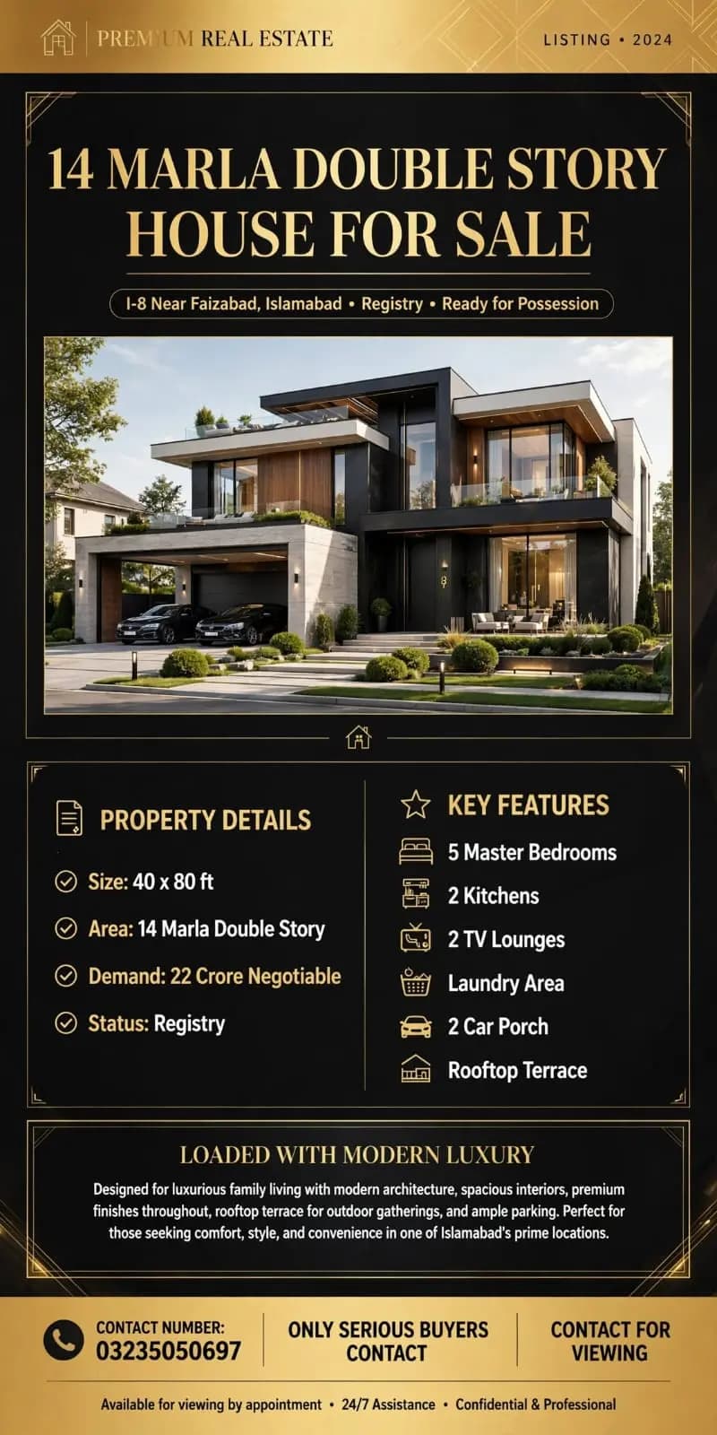 14 Marla House For Sale in I-8, Islamabad