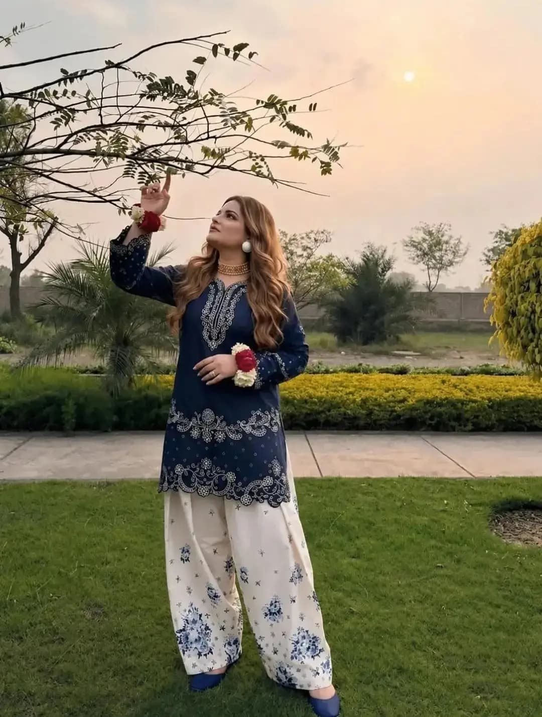 2 pcs women’s stitched cotton embroidered shirt and trouser in Lahore