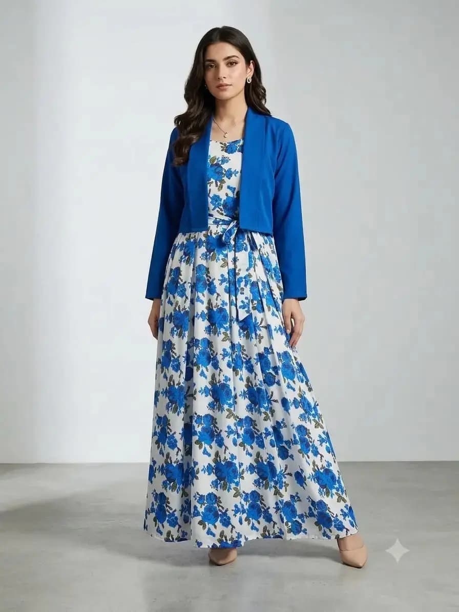 2 pcs women’s stitched silk printed maxi in Lahore