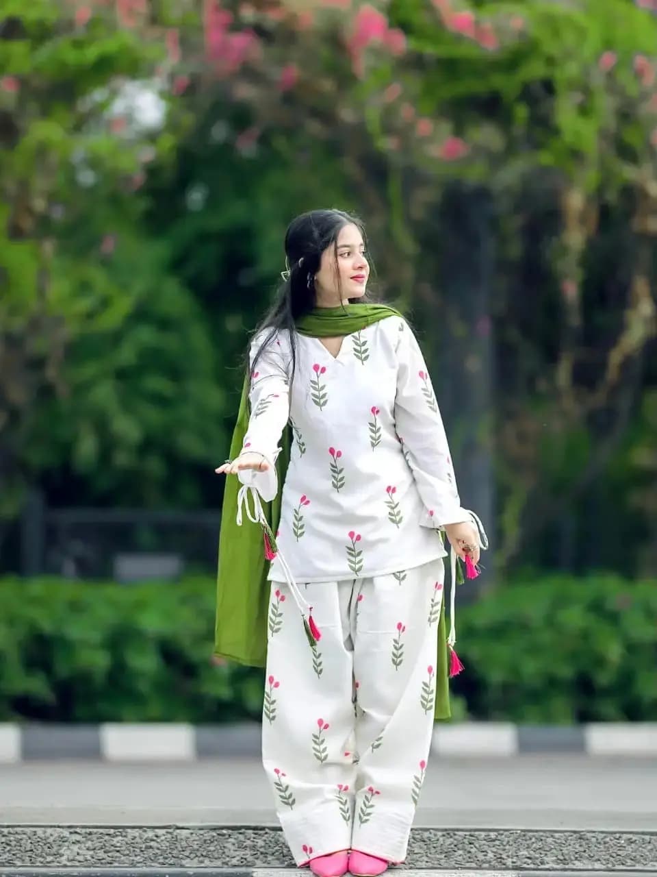 3 pcs women’s stitched swis voile print suit in Lahore