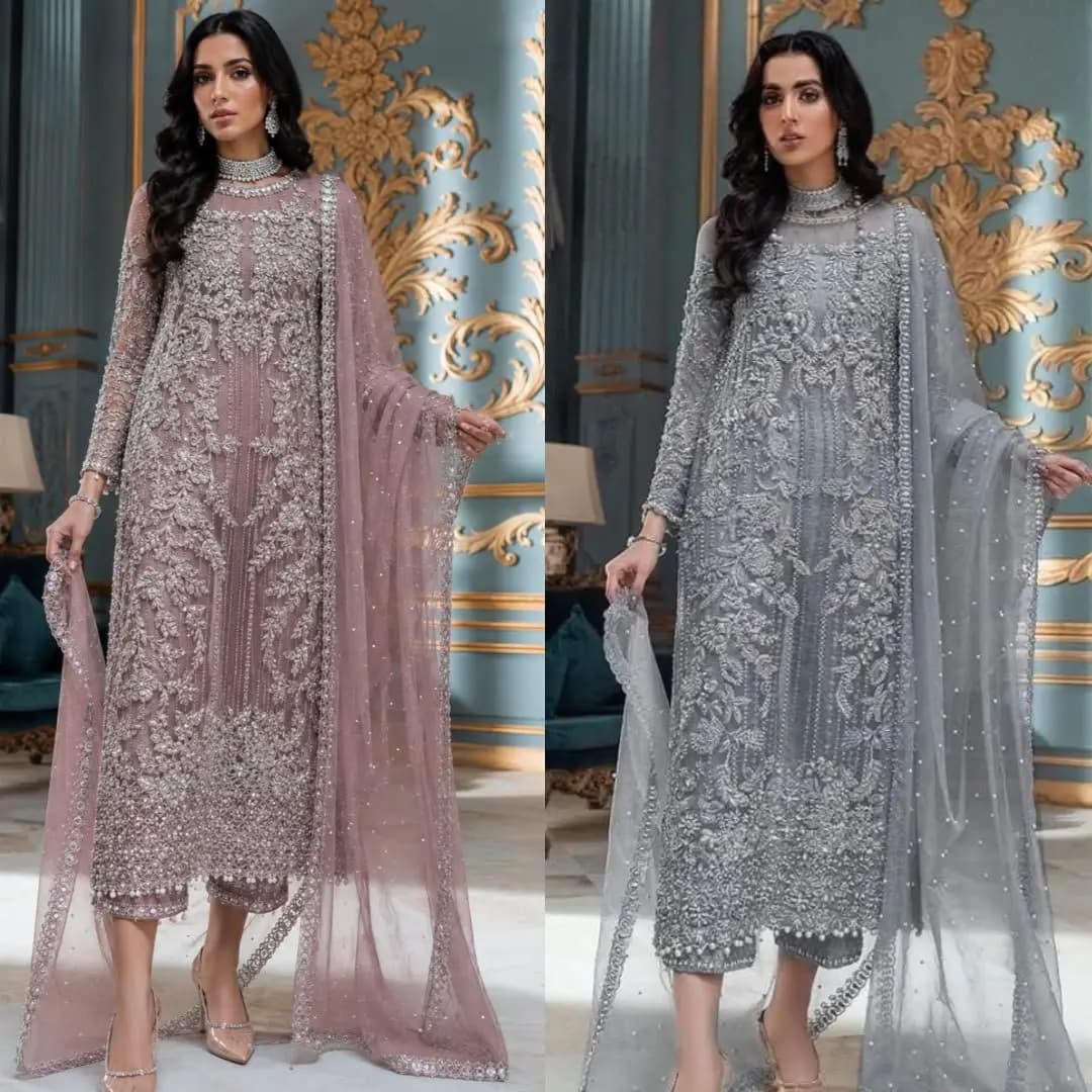 3 pc luxury Net Suit in Faisalabad