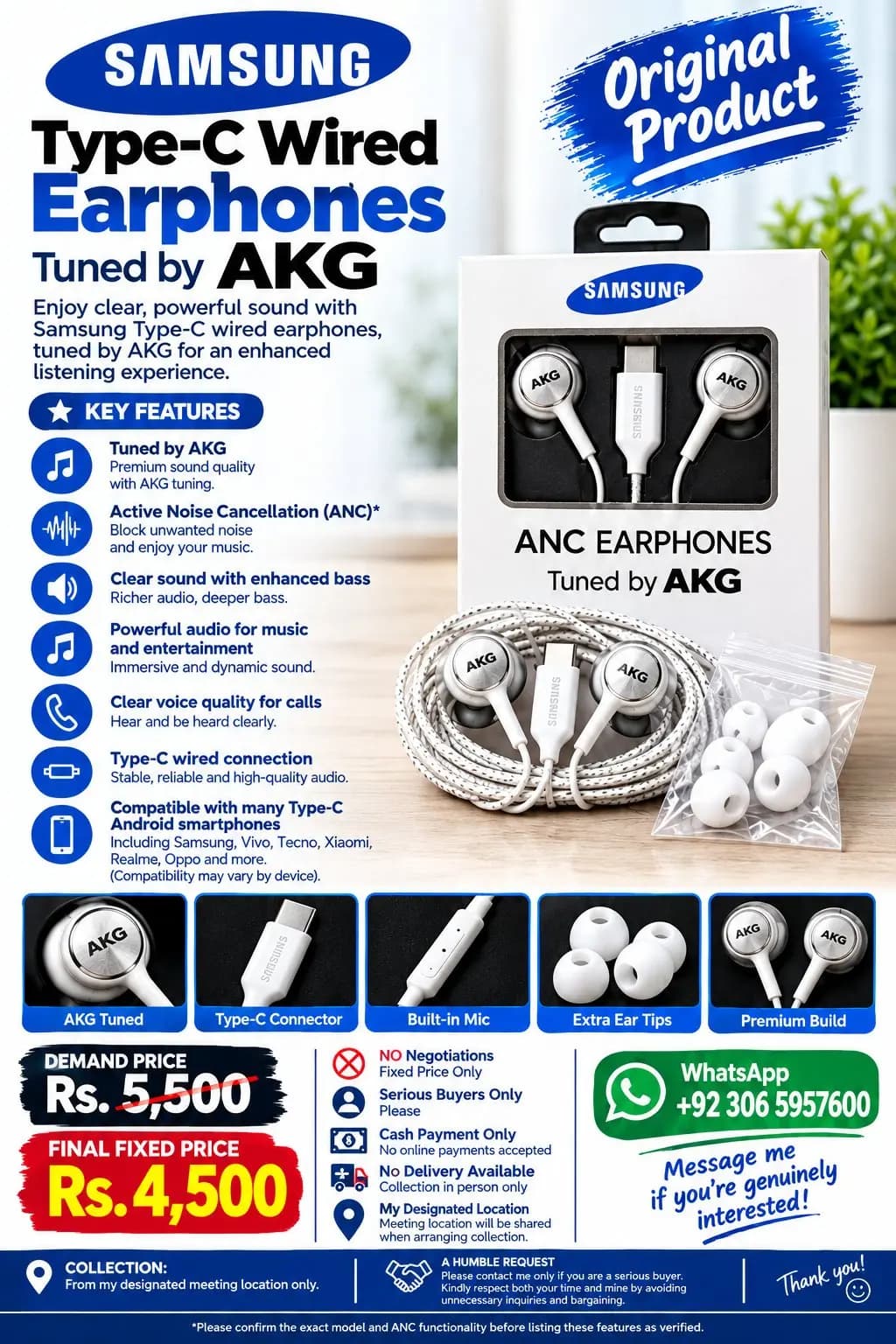 Original Samsung Type-C ANC Earphones β Tuned by AKG in Johar Town, Lahore