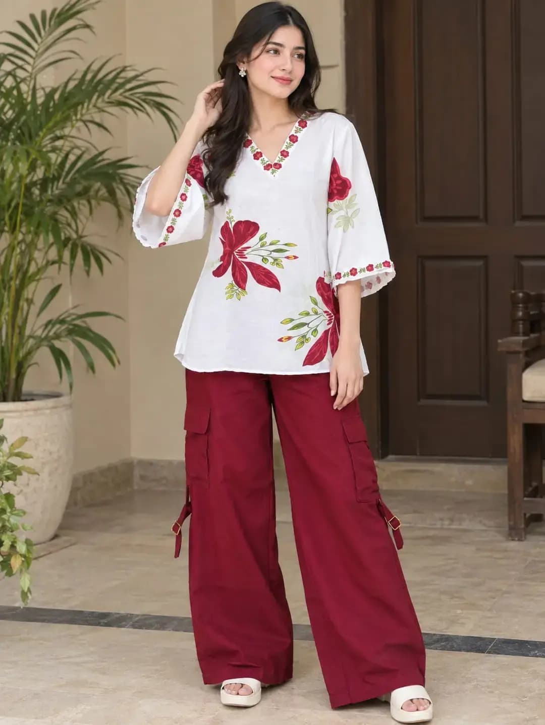 2 pcs women’s stitched grip printed shirt and trouser in Lahore