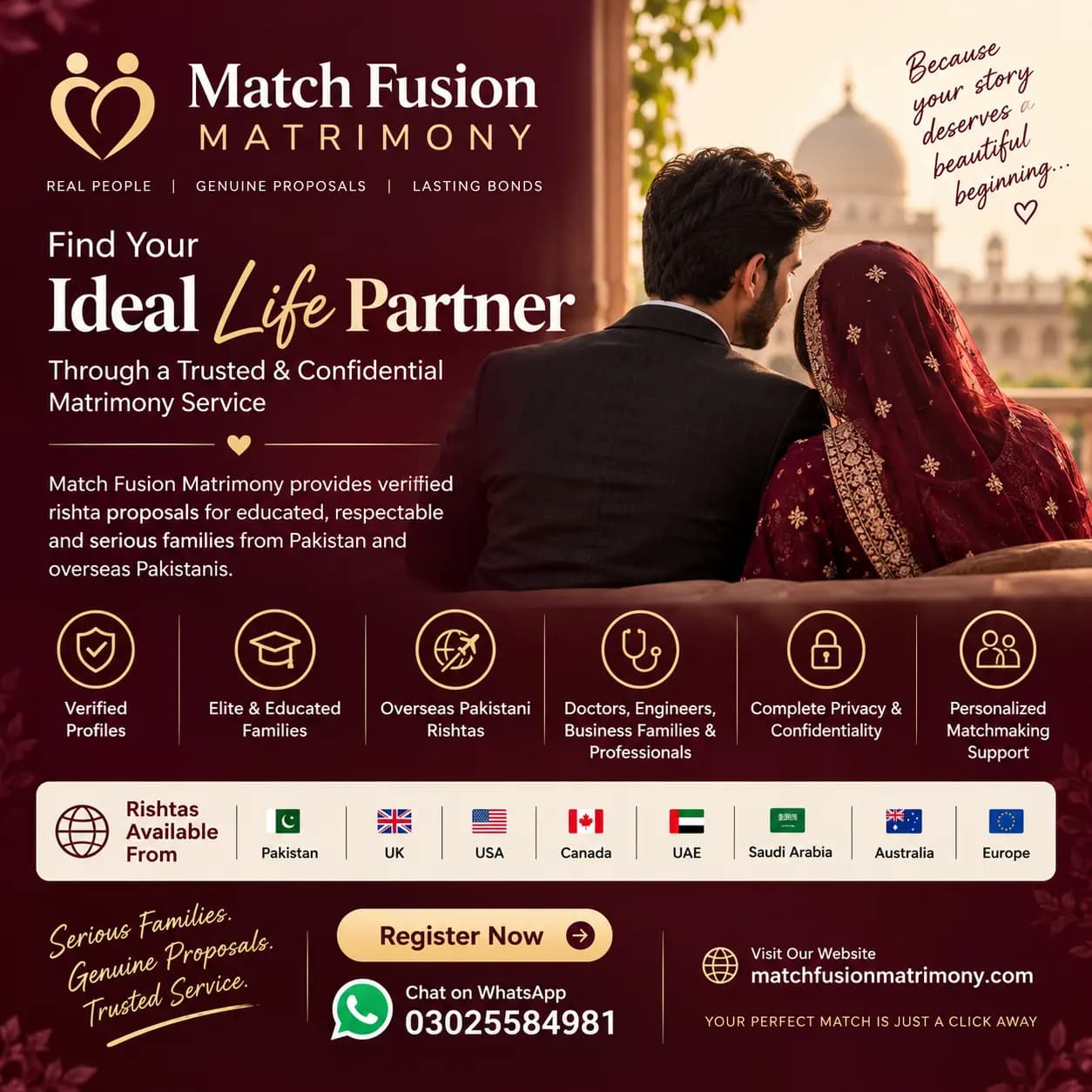 Match Fusion Matrimony β Premium Rishta & Matchmaking Services in Pakistan and Overseas in Green Town, Faisalabad